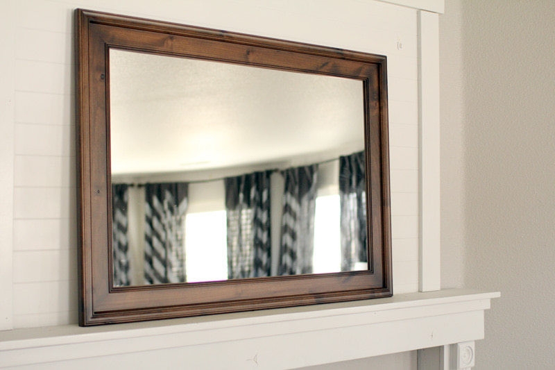 Wall Mirror Espresso Wood with Knotty Texture Wide Border