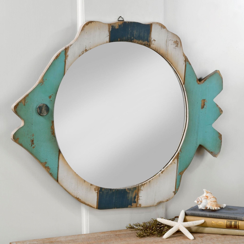 Wall Mirror featuring Multi-Tone Metallic Shoal of Fish Design