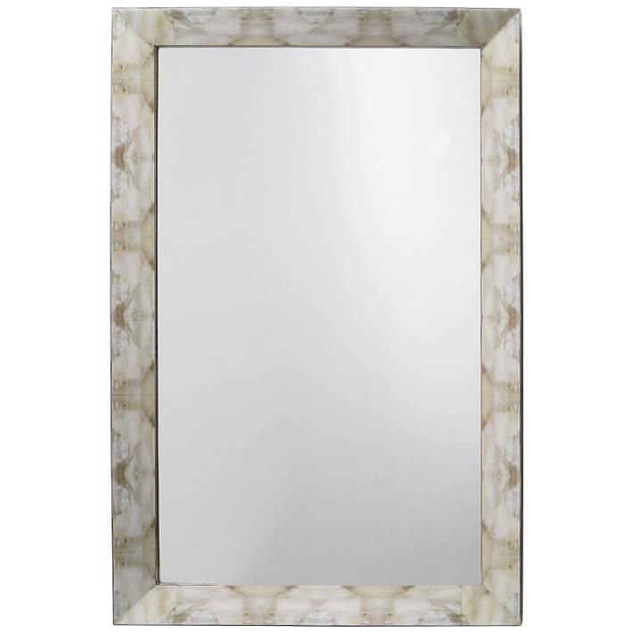 Wall Mirror: Fragmented Mosaic Gray and Beige Rectangular