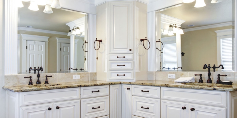 Wall Mirror Frameless Beveled Edge for Blue Bathroom Double Vanity