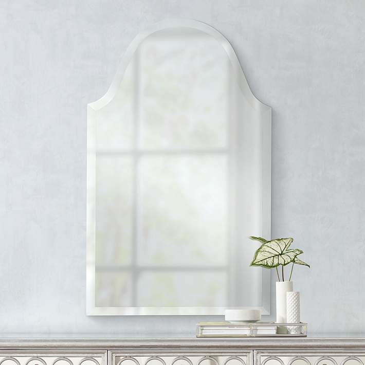 Wall Mirror: Frameless Beveled Edges Crown Arch Silhouette Polished