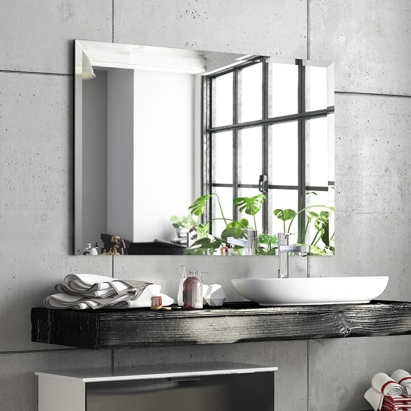 Wall Mirror Frameless Beveled Prism Edge Vertical Vanity Ideas