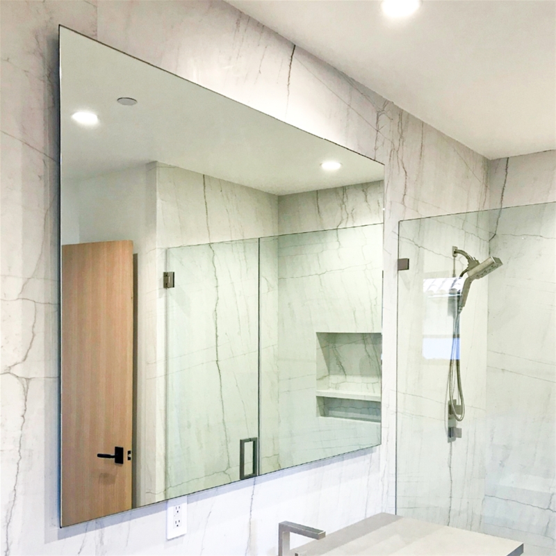 Wall Mirror Frameless Floating Rectangular Polished Modern Entryway