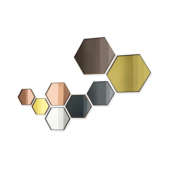 Wall Mirror: Frameless Hexagonal Glass Honeycomb Art Display Collection