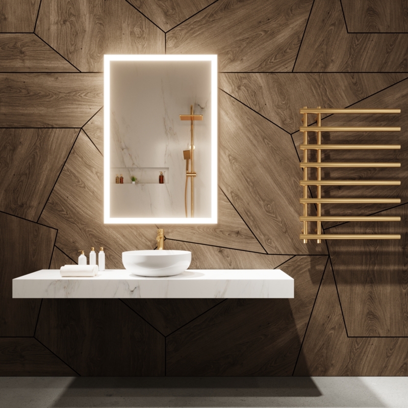 Wall Mirror Frameless Integrated Led Marble Wall Decor