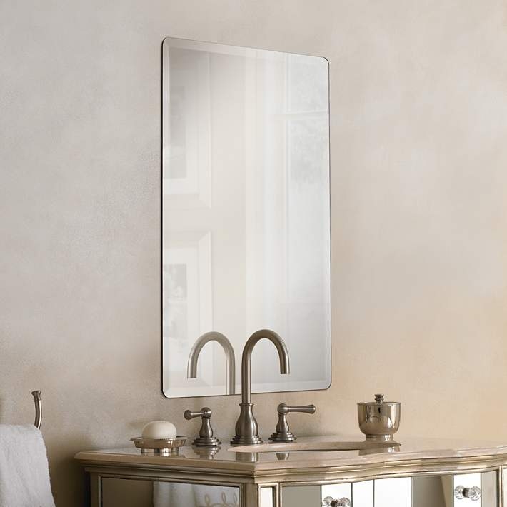 Wall Mirror Frameless Rectangular Polished Beveled Edges Vertical