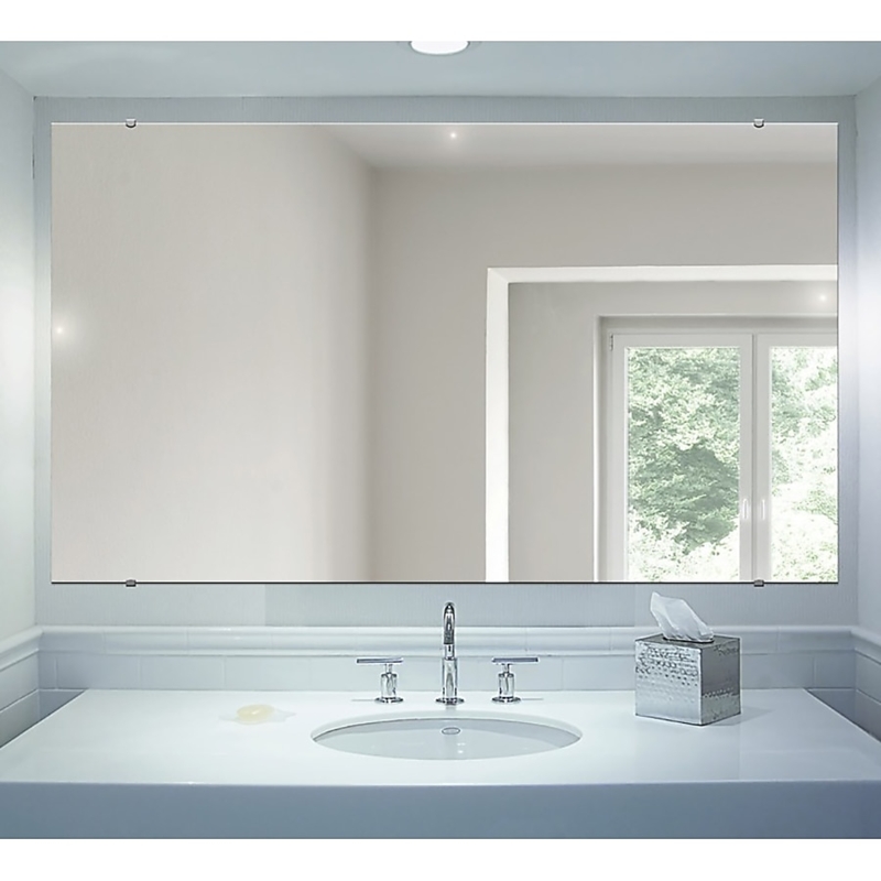 Wall Mirror Frameless Rectangular Polished Edge Minimalist Design