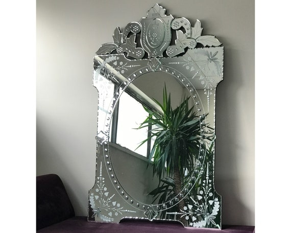 Wall Mirror: French Style Venetian with Beveled Multi-Paneled Frame