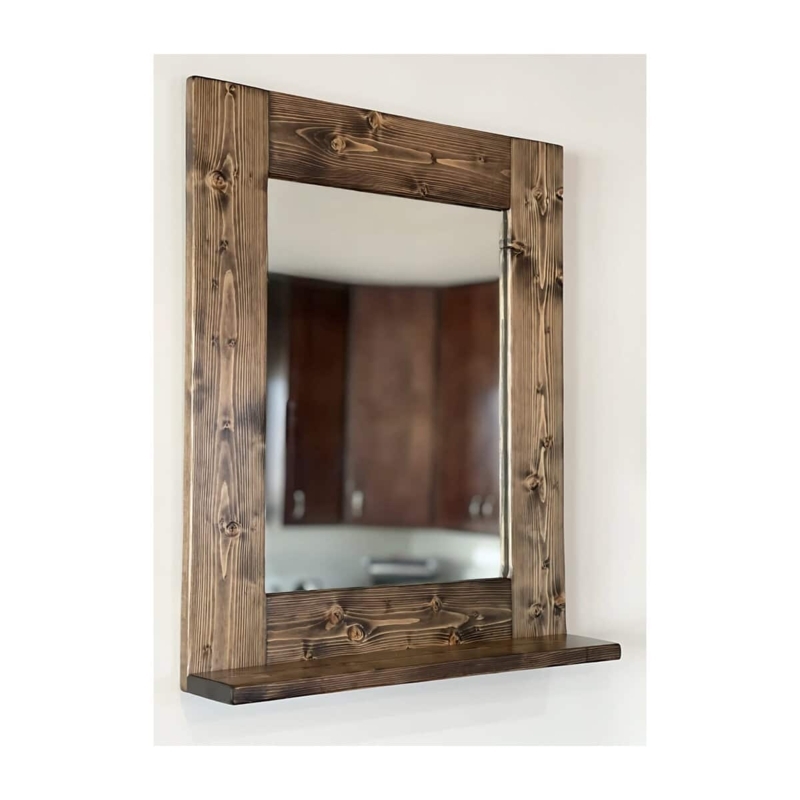 Wall Mirror Functional Integrated Storage Ledge Dark Matte Finish