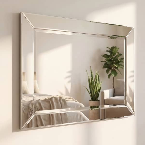 Wall Mirror HD Glass Frameless Rectangular Beveled Edge Bedroom Decor