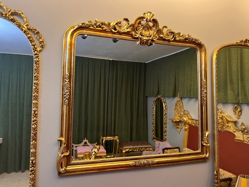 Wall Mirror Heavily Carved Frame Vintage French Gold