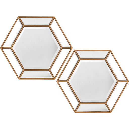 Wall Mirror: Hexagon Geometric Silhouette with Thin Black Metal Frame