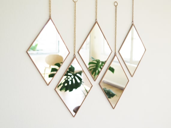 Wall Mirror Hexagonal Set of Five Frameless Honeycomb Layout Geometric