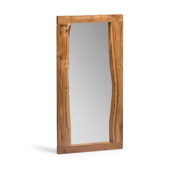 Wall Mirror Horizontal Brown Wood Toned Frame Clean Lines