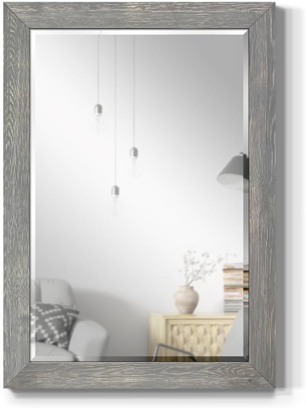 Wall Mirror, Horizontal Rustic Farmhouse, Weathered Finish