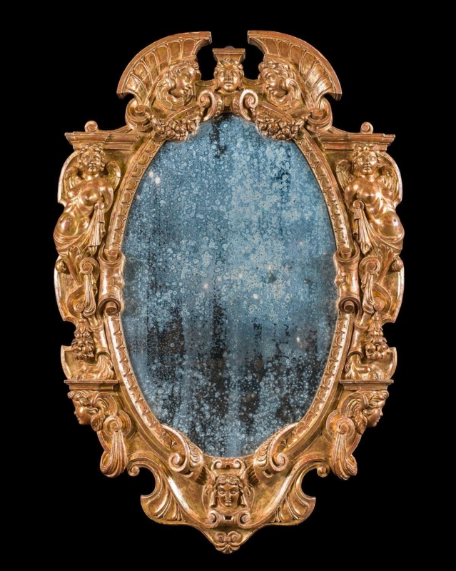 Wall Mirror Intricate Acanthus Carvings Aged Gilt Finish Traditional