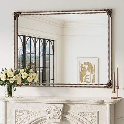Wall Mirror Lattice Frame Geometric Pattern Gold Tone, Glam Transitional