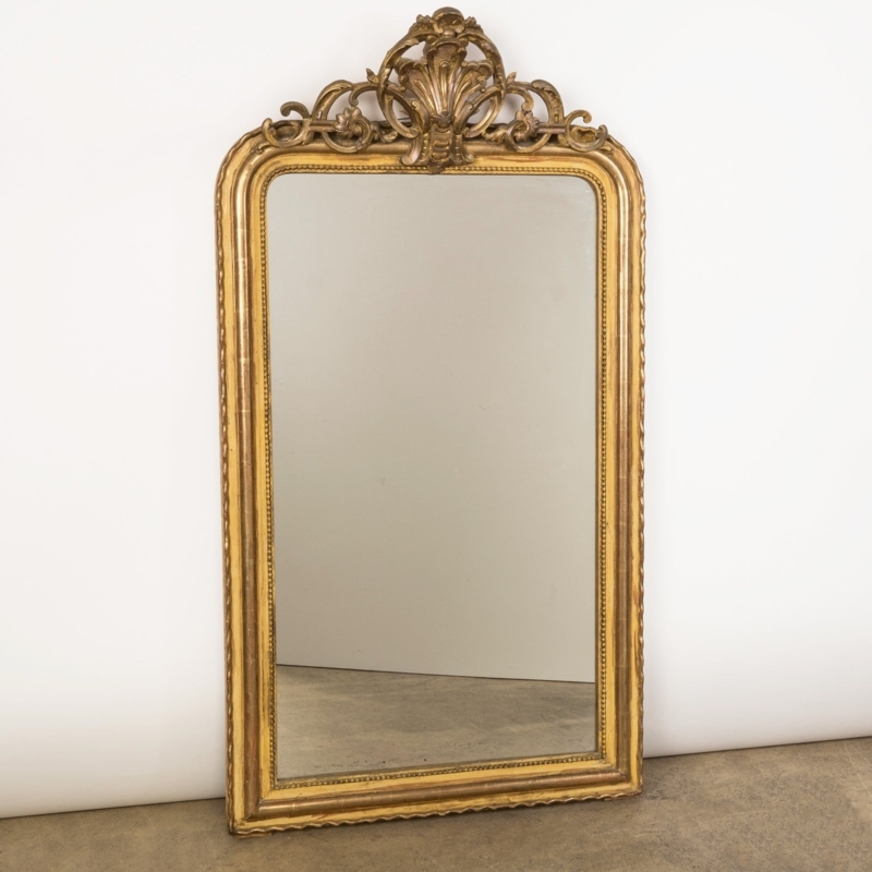 Wall Mirror Louis Philippe Style Rounded Shoulders Distressed Finish