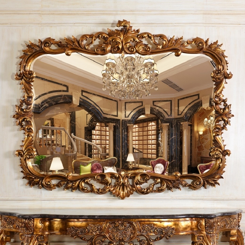 Wall Mirror Luxurious Arched Top Ornate Carvings Traditional