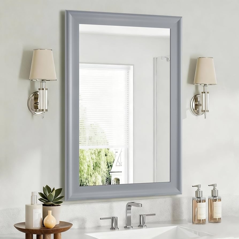 Wall Mirror, Modern Farmhouse, Washed with Wood Grain