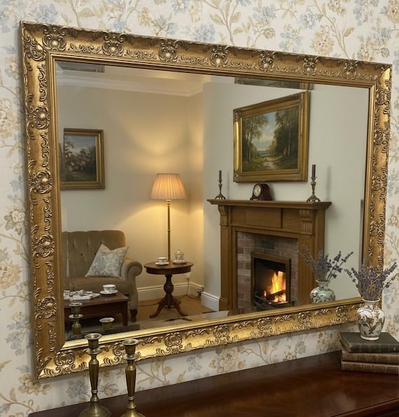 Wall Mirror Ornate Antique Gold Rococo Scrolling French Style Decor