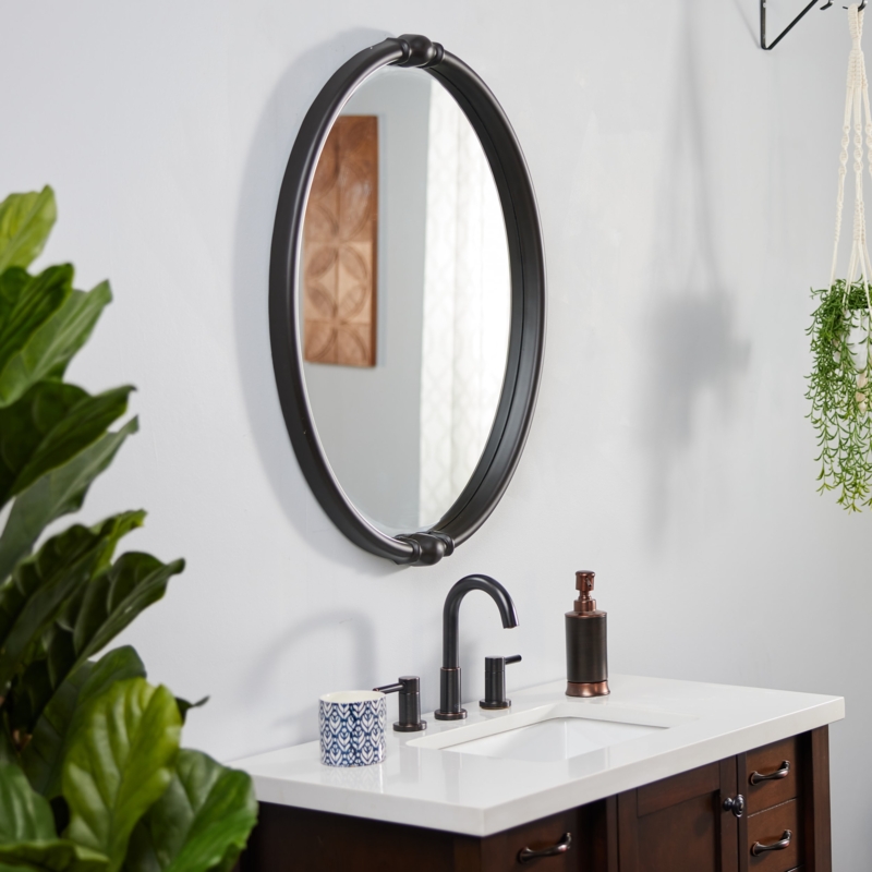 Wall Mirror Oval Shape Oil Rubbed Finish, Traditional Elegance.