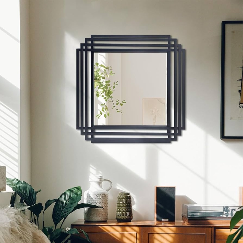 Wall Mirror Overlapping Circle Motif, Geometric Entryway Decor