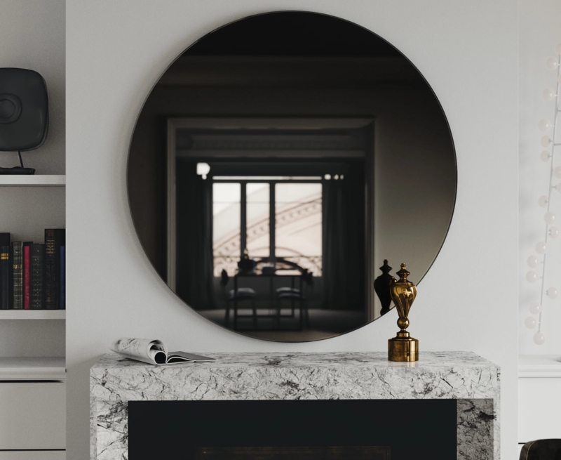 Wall Mirror Oversized Round Thin Frame Sophisticated Over Dresser
