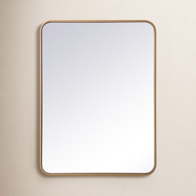 Wall Mirror Pill Shape Horizontal Matte Black Rounded Corners