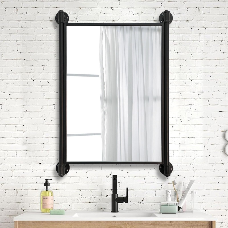 Wall Mirror, Plumbing Pipe Construction, Matte Finish, Urban Modern Style