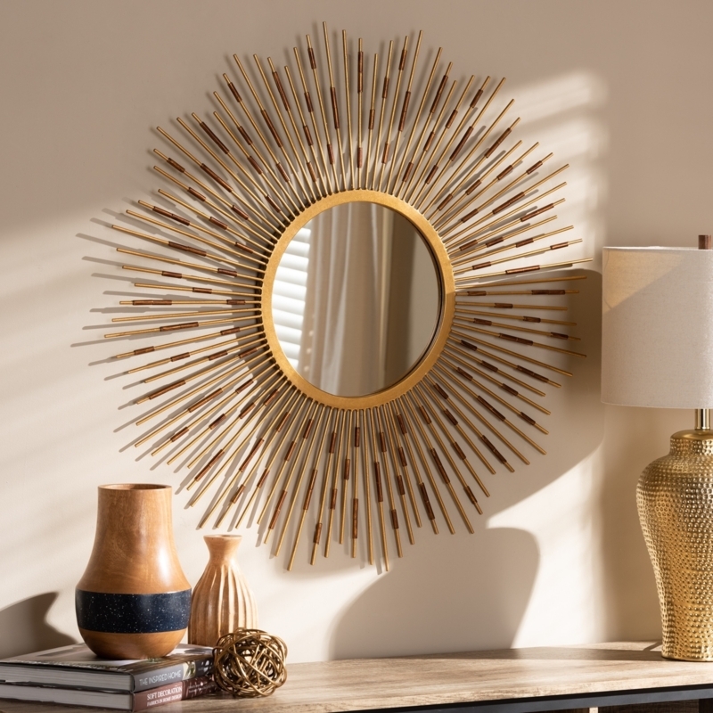 Wall Mirror Radial Texture Ribbed Frame Contemporary