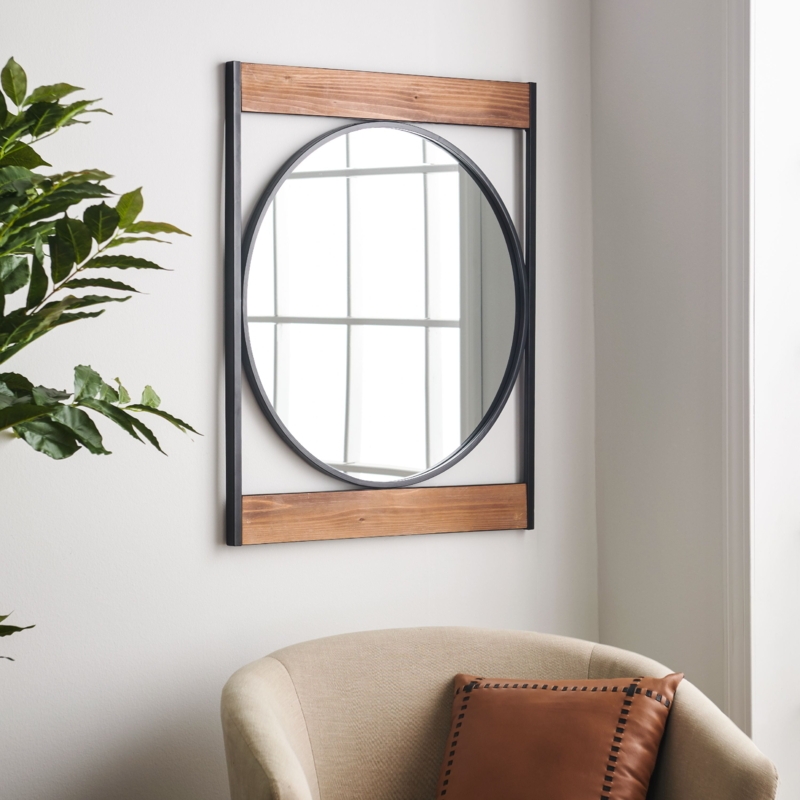 Wall Mirror, Radiused Corners, Deep Shadow Box Frame, Matte Black Metal