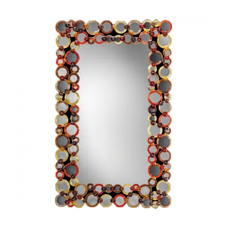 Wall Mirror Rectangular Murano Style Geometric Glass Mosaic Border