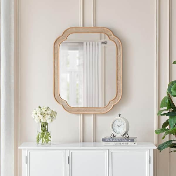 Wall Mirror: Rectangular Natural Wood Wide Border Frame