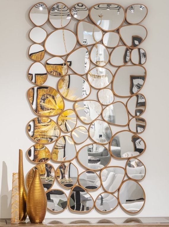 Wall Mirror Rectangular Oversized Riveted Frame Bronze Distressed