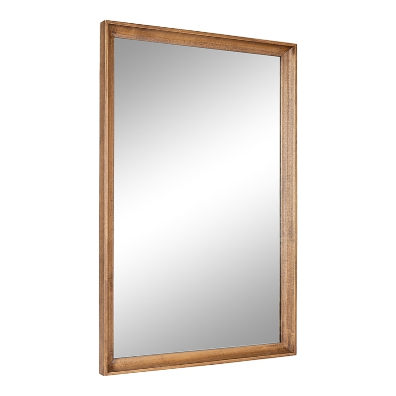 Wall Mirror Rectangular Rustic Brown Textured Finish Wide Frame