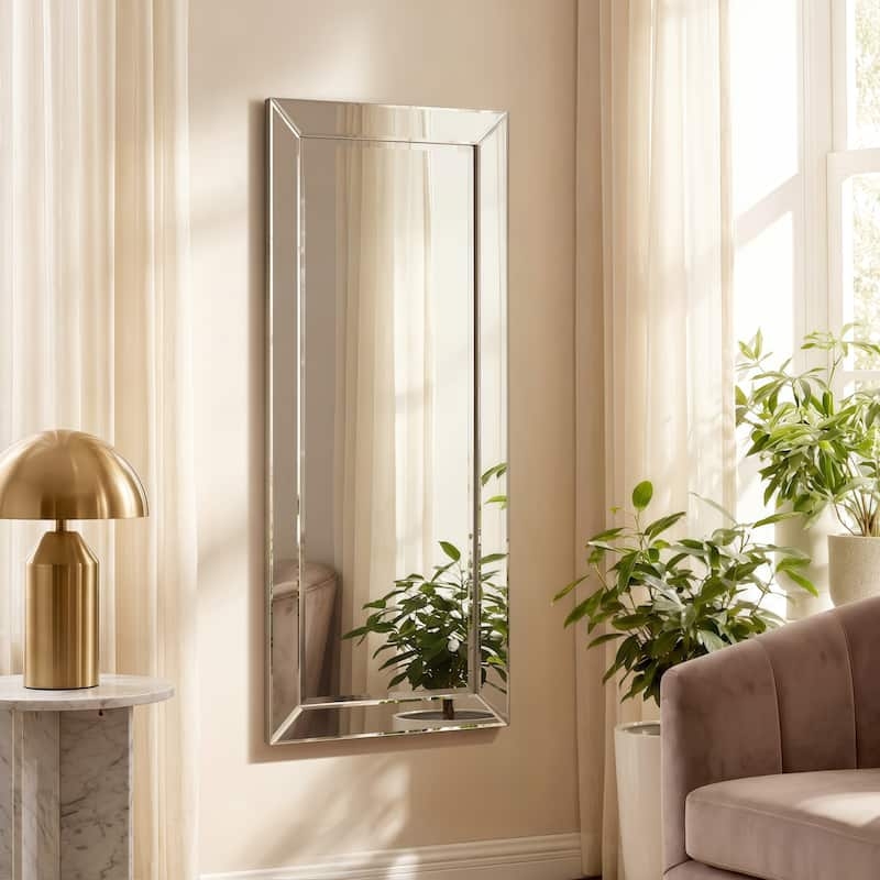 Wall Mirror Rectangular Silhouette Frameless Beveled Edge Sleek Design