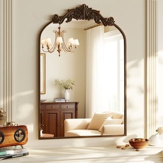 Wall Mirror Rectangular Weathered Gray Wood Grain Wide Frame