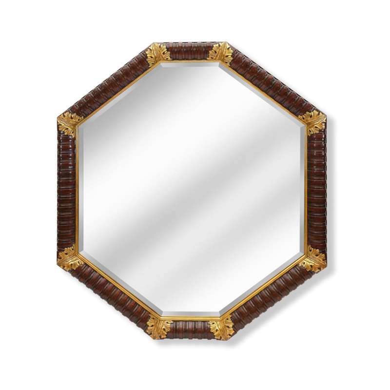 Wall Mirror Round Acanthus Leaf Motif Gold Gilt Finish Regency