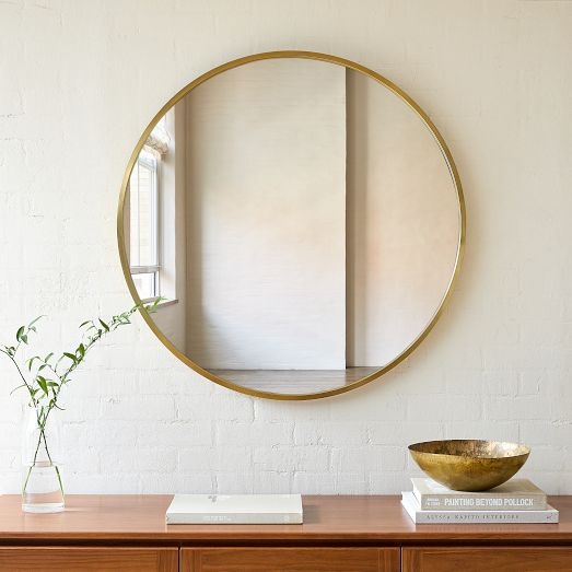 Wall Mirror Round Silhouette, Thin Frame Dark Bronze Wall Mirror Styling