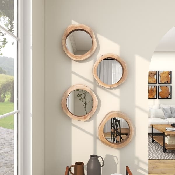 Wall Mirror Set Live Edge Thick Wood Irregular Rustic Decor