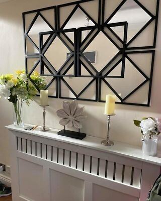Wall Mirror Set Of Three Geometric Sunburst Frame Art Deco Decor