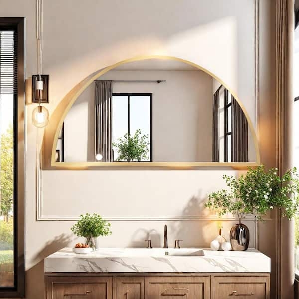 Wall Mirror Set Split Arch Silhouette Semi Circle Thin Frame