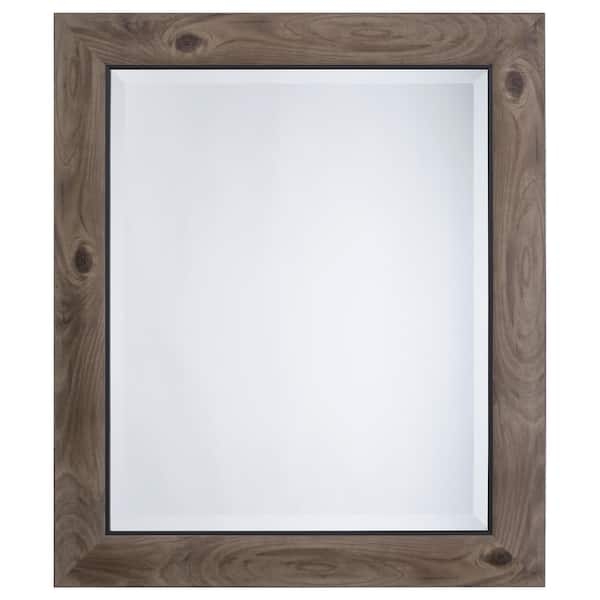 Wall Mirror, Small Two-Tone Wood Look Accent, Beveled Glass