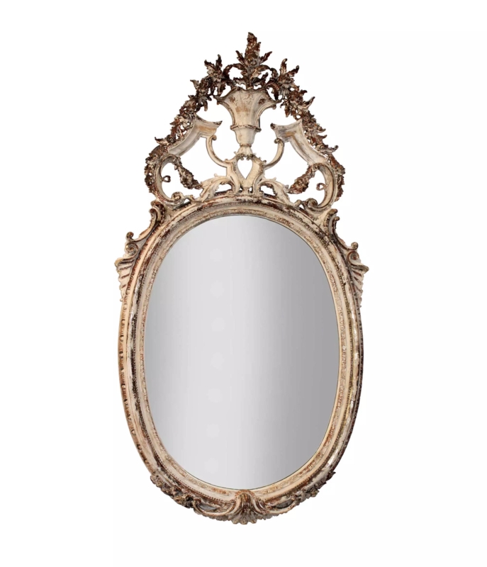 Wall Mirror Spanish Baroque Deeply Carved Scrollwork Distressed