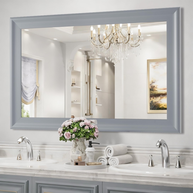 Wall Mirror, Textured Wood Frame, 24x36 Rectangular