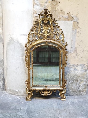 Wall Mirror Thick Dark Wood Frame Visible Natural Grain Rustic