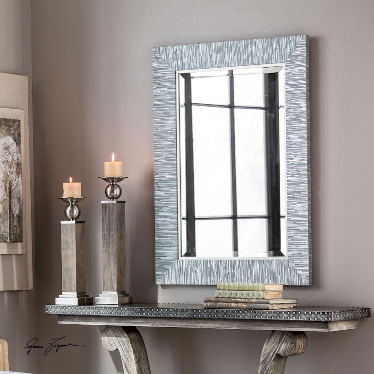 Wall Mirror, Thick Profile, Rough Hewn Weathered Wood