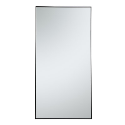Wall Mirror Thin Black Metal Frame, Oversized Rectangular Industrial Decor