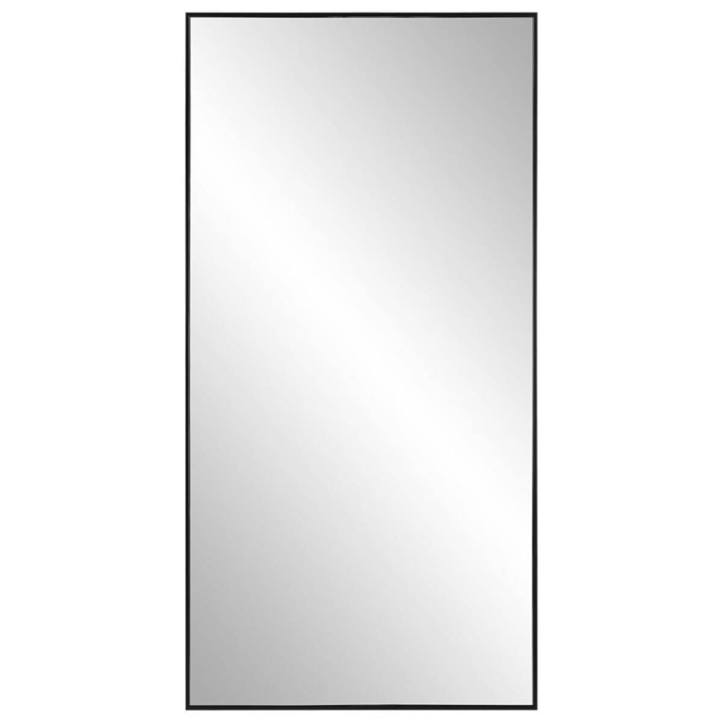 Wall Mirror Thin Frame Matte Black Contemporary Silhouette